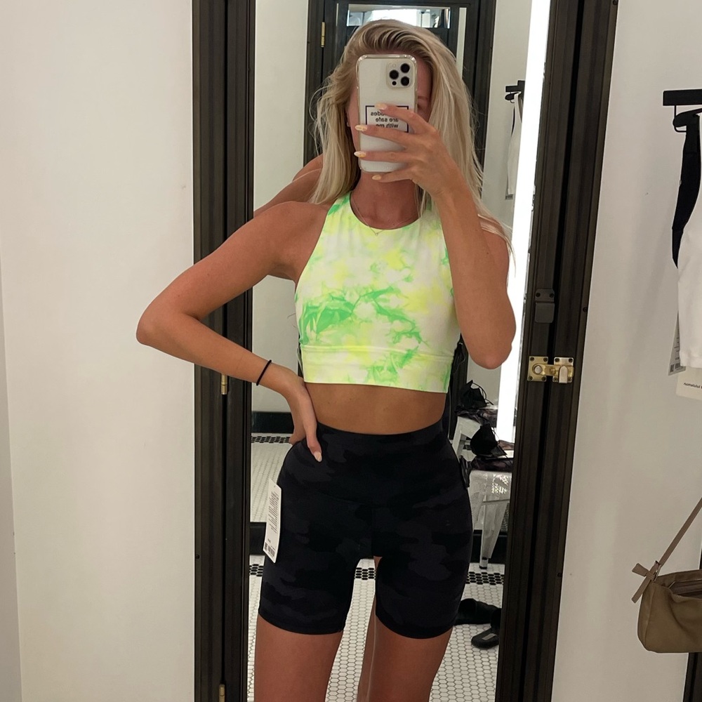 lululemon Neon Green Tie-Dye Sports Bra